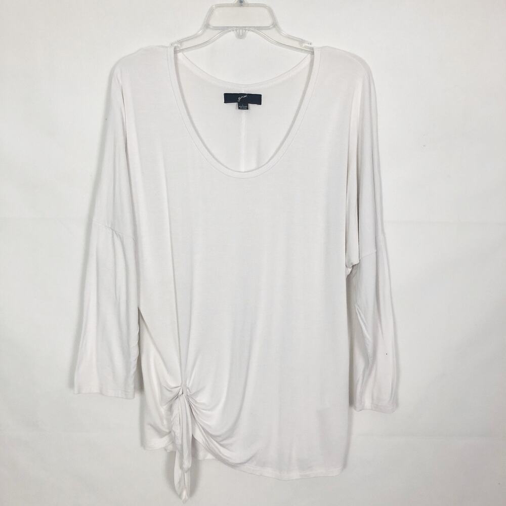 GNW White Knot Front Scoop Neck Top Size Large